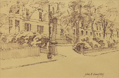 Lot 2 - CROWN ROAD NORTH, GLASGOW, AN INK SKETCH BY JOHN KINGSLEY
