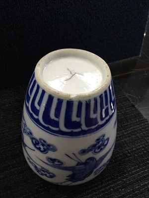 Lot 1118 - A CHINESE CHING DYNASTY BLUE AND WHITE VASE