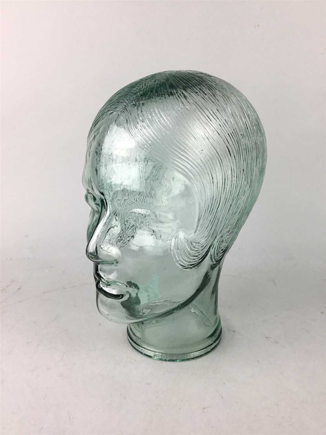 Lot 87 - AN ART DECO STYLE GLASS MODEL OF A LADY'S HEAD