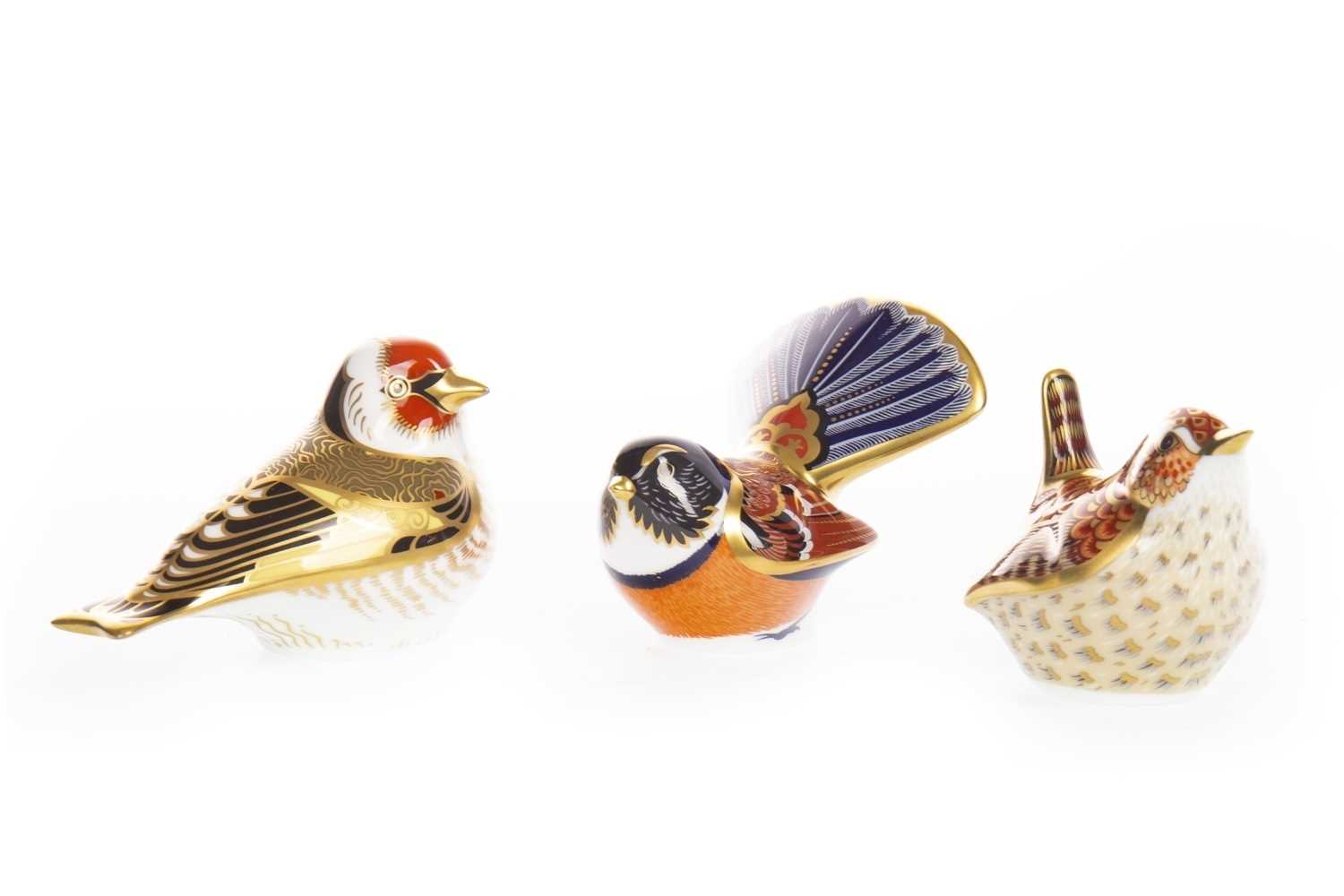 Lot 1208 - A LOT OF THREE ROYAL CROWN DERBY BIRD PAPERWEIGHTS