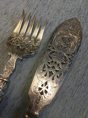 Lot 804 - A PAIR OF VICTORIAN SILVER FISH SERVERS