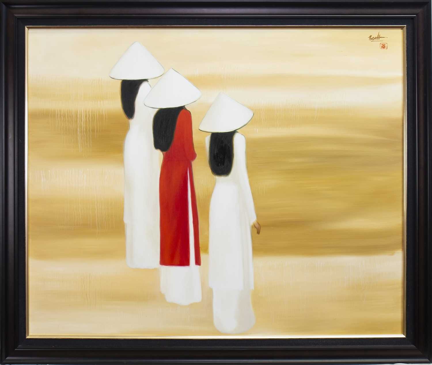 Lot 642 - SCHOOLGIRLS, AN OIL BY NGUYEN THANH BINH