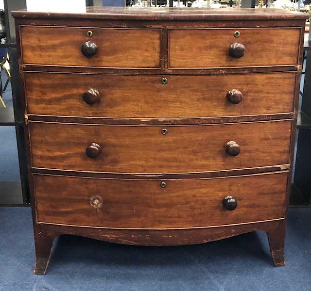 Lot 260 - A MAHOGANY BOWFRONT CHEST OF DRAWERS