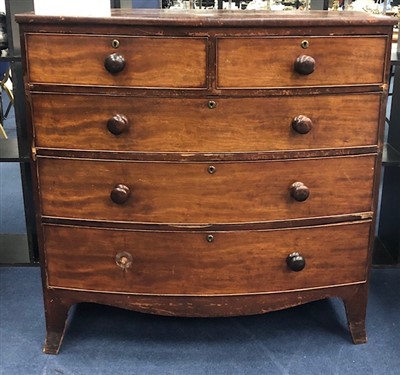 Lot 260 - A MAHOGANY BOWFRONT CHEST OF DRAWERS