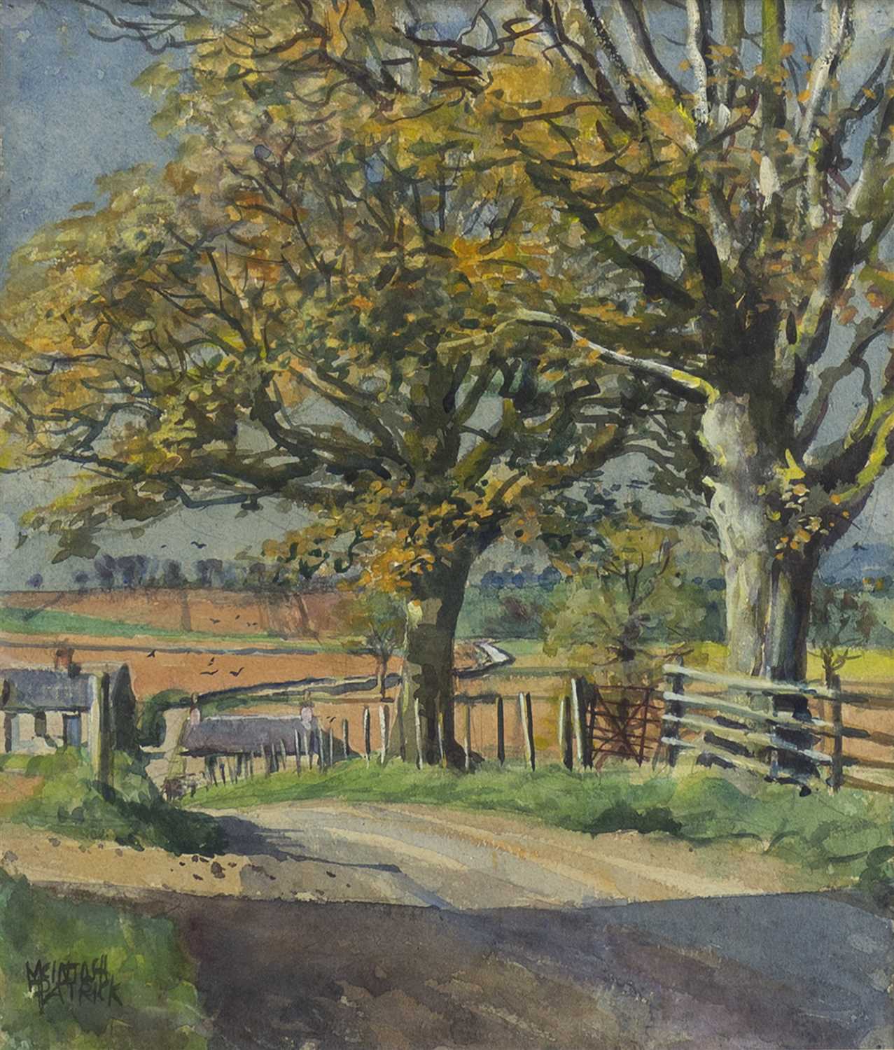 Lot 439 - SPRING, SYCAMORE TREES AT CARSE OF GOWRIE, A WATERCOLOUR BY MCINTOSH PATRICK