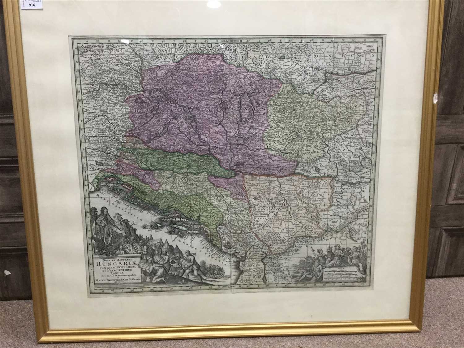 Lot 916 - MAP OF 'HUNGARIAE', AN ENGRAVING BY GEORGE MATTHAUS SEUTTER