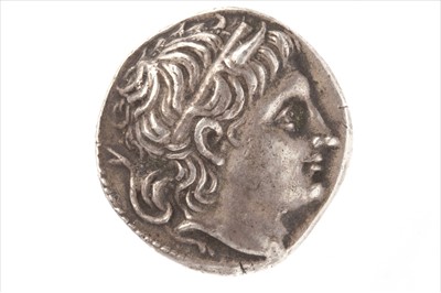 Lot 525 - A MACEDONIAN KINGDOM SILVER TETRADRACHM COIN