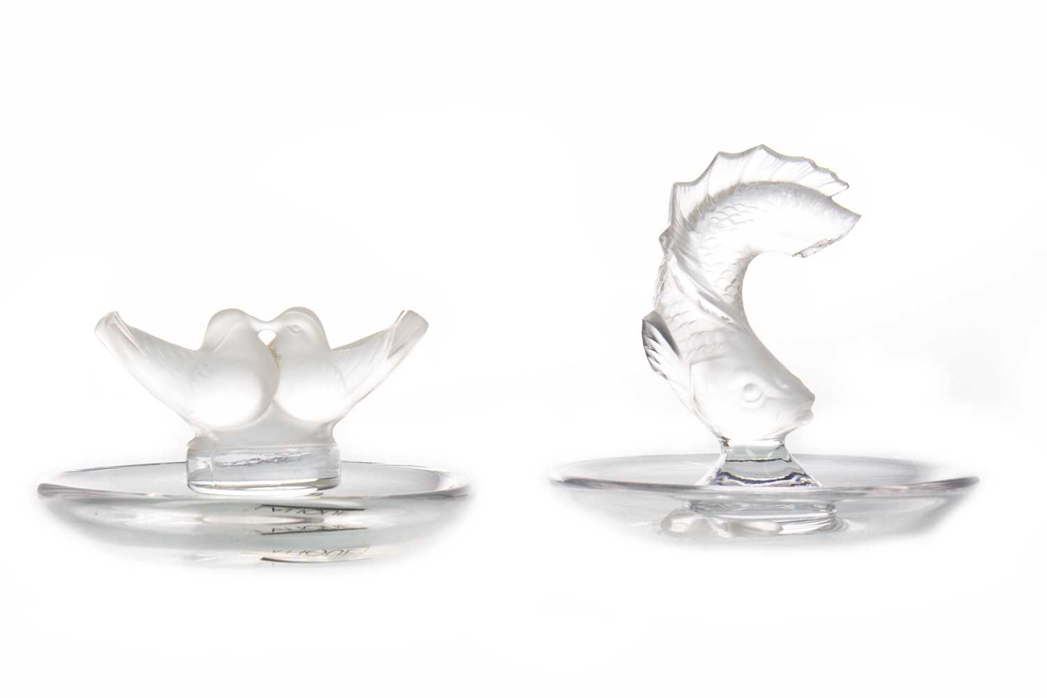 Lot 1265 - A LOT OF TWO LALIQUE GLASS PIN DISHES