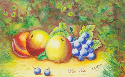 Lot 517 - STILL LIFE OF PEACHES AND GRAPES