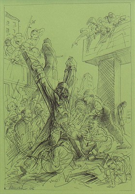 Lot 532 - REDEMPTION, A PEN SKETCH BY PETER HOWSON