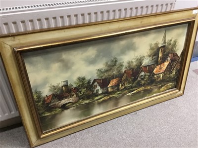Lot 272 - A LOT OF TWO MODERN GERMAN OIL PAINTINGS AND SIGNED PRINT OF DOGS