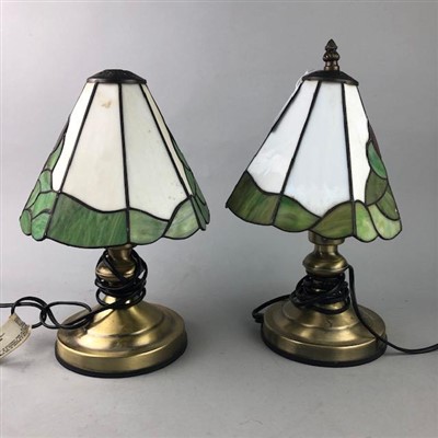 Lot 274 - A PAIR OF REPRODUCTION TIFFANY STYLE LAMPS AND ANOTHER LAMP