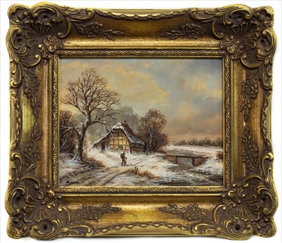Lot 408 - A RIVER SCENE, AN OIL BY R LORALY