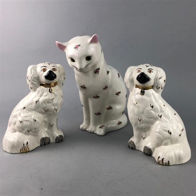 Lot 212 - A PAIR OF BESWICK WALLY DOGS AND A CAT FIGURE
