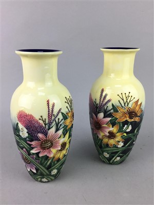 Lot 217 - A MOORCROFT VASE, A MOORCROFT MUG AND ANOTHER TWO VASES