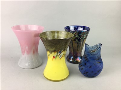 Lot 237 - A STRATHEARN GLASS VASE, A VASART GLASS VASE AND OTHER GLASS WARE