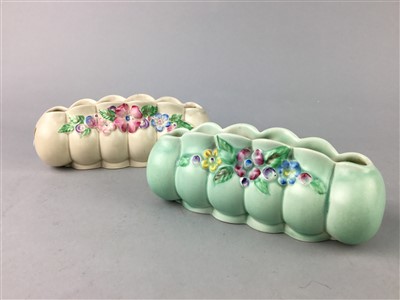 Lot 241 - A PAIR OF CLARICE CLIFF POSEY STANDS AND OTHER CERAMICS