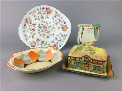 Lot 241 - A PAIR OF CLARICE CLIFF POSEY STANDS AND OTHER CERAMICS
