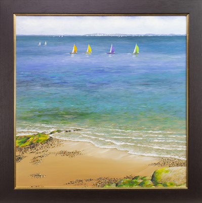 Lot 13 - SPINMAKERS UP ON A CALM DAY, AN OIL BY SANDRA FRANCIS