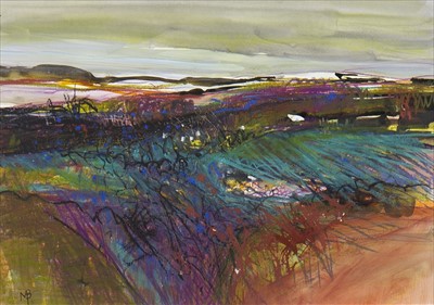 Lot 754 - AUTUMN HILLS, A MIXED MEDIA BY MAY BYRNE