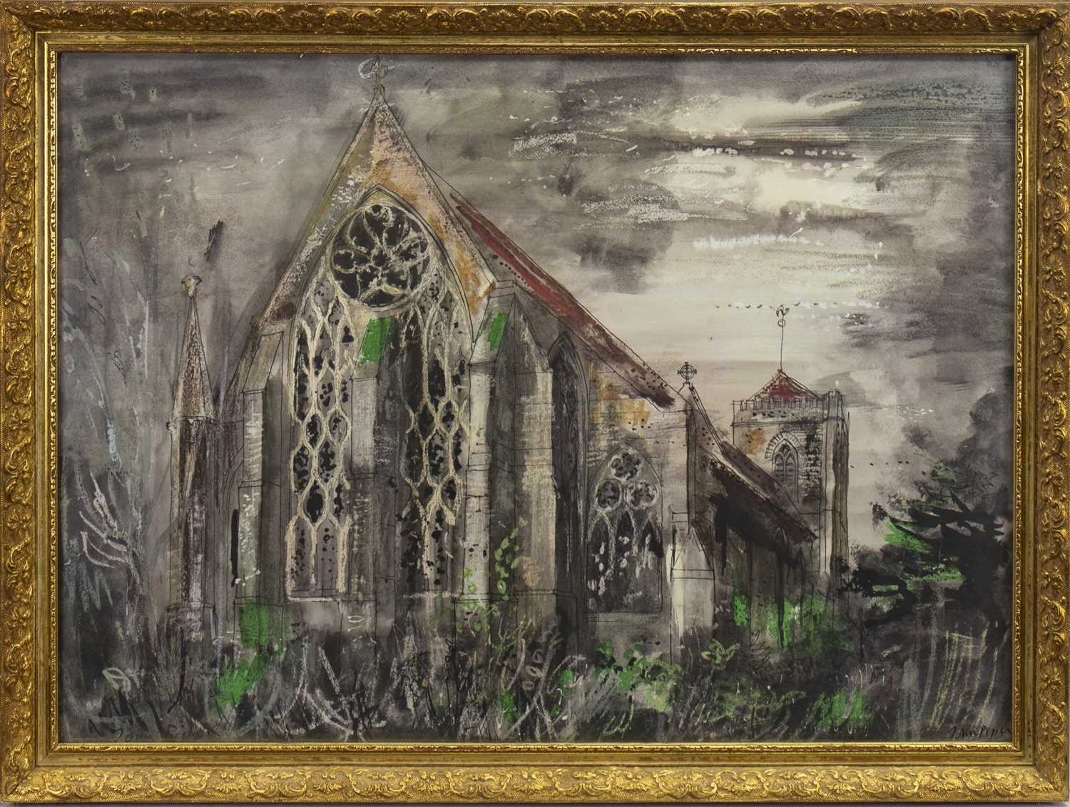 Lot 630 - DORCHESTER ABBEY, AN OFFSET LITHOGRAPH BY JOHN PIPER