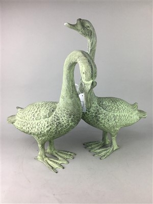 Lot 361 - A LOT OF TWO COMPOSITE FIGURES MODELLED AS SWANS AND TWO HORSE FIGURES