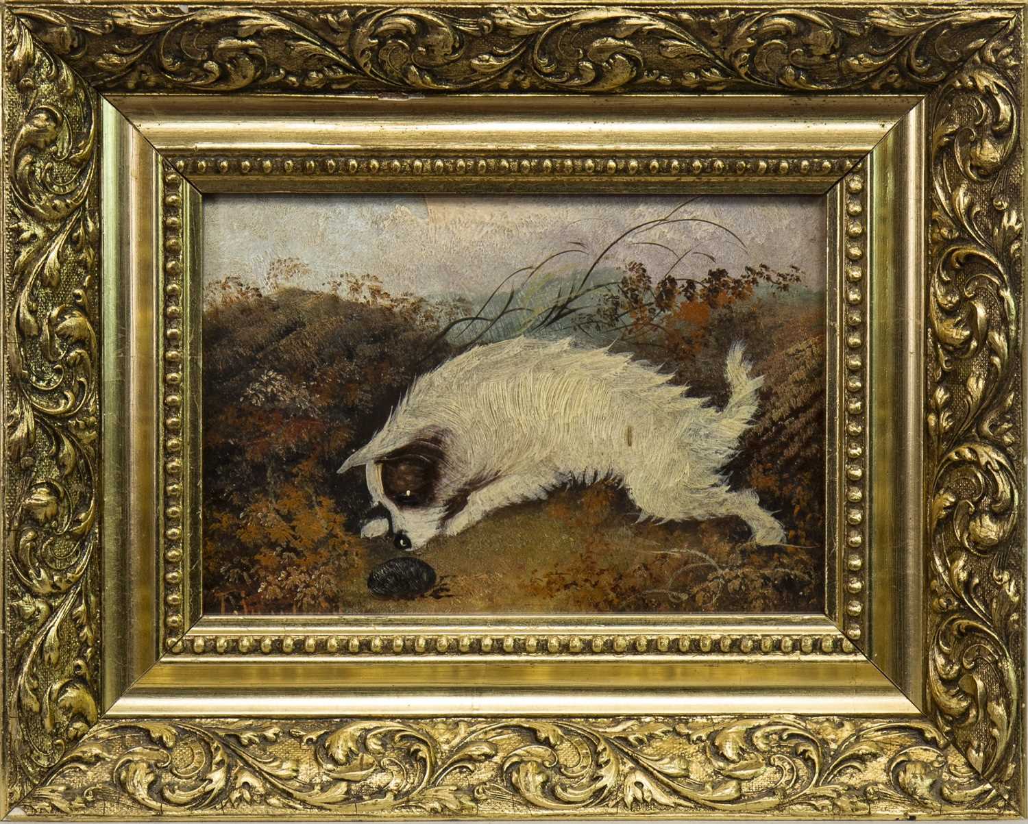 Lot 417 - A PAIR OF 19TH CENTURY OIL PAINTINGS OF TERRIERS