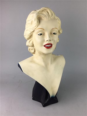 Lot 325 - A PAINTED PLASTER BUST OF MARILYN MUNRO
