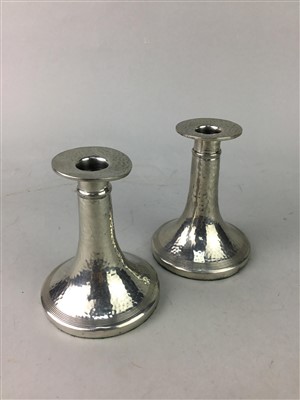 Lot 368 - A PAIR OF MAYFLOWER PEWTER CANDLESTICKS
