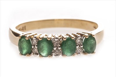 Lot 343 - A GREEN GEM AND DIAMOND RING