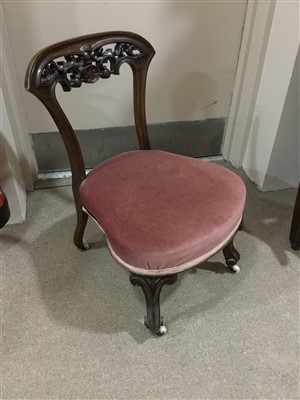 Lot 380 - A VICTORIAN NURSING CHAIR AND OTHER CHAIRS