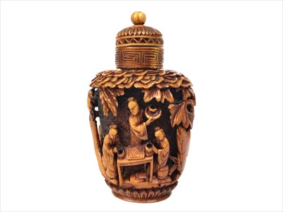 Lot 1129 - AN EARLY 20TH CENTURY CHINESE CARVED SNUFF BOTTLE