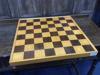 Lot 415 - A LOT OF TWO STAINED WOOD CHESS BOARDS