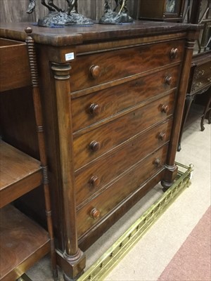 Lot 1615 - A VICTORIAN MAHOGANY COLUMN CHEST OF DRAWERS