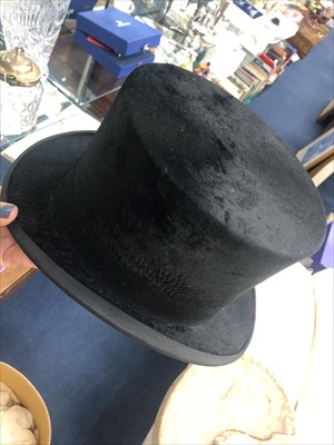 Lot 26 - A SILK TOP HAT ALONG WITH A BOWLER