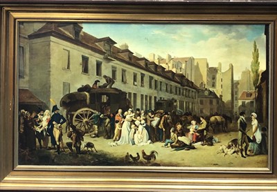 Lot 58 - GICLEE PRINT ON CANVAS DEPICTING A BUSY STREET SCENE