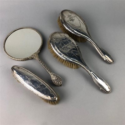 Lot 39 - A SILVER BACKED PART DRESSING TABLE SET