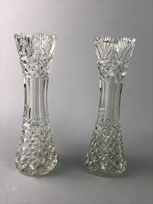 Lot 51 - A LOT OF FOUR CUT GLASS VASES AND OTHER GLASS WARE