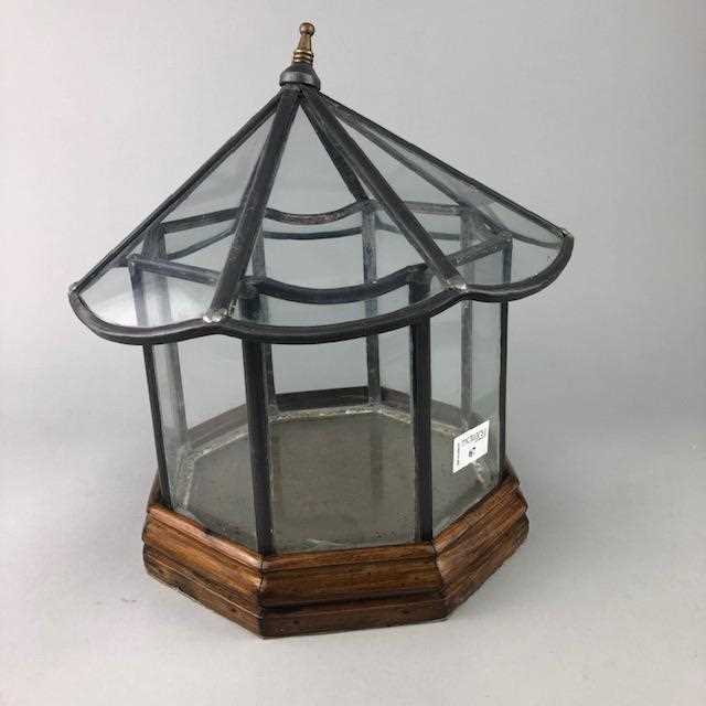 Lot 67 - A GLAZED OCTAGONAL TERRARIUM AND A COLLECTION OF ASIAN ITEMS