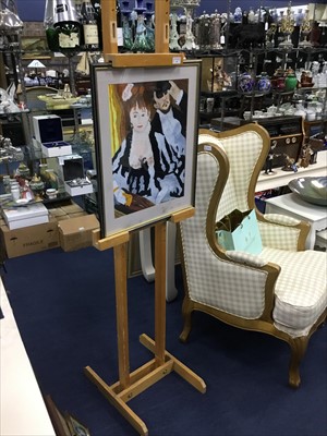 Lot 69 - A CONTEMPORARY PICTURE EASEL AND A FRAMED PAINTING