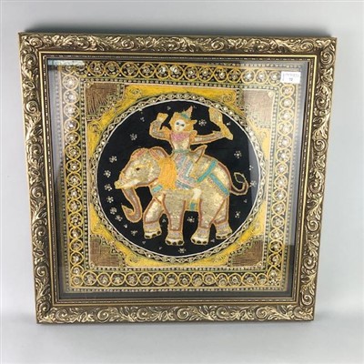 Lot 72 - AN INDIAN EMBROIDERY OF AN ELEPHANT