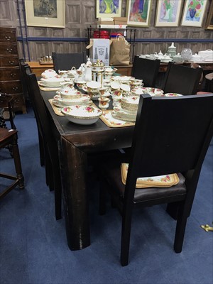 Lot 321 - A MODERN DINING TABLE AND SIX CHAIRS