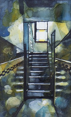 Lot 83 - REFLECTIONS IN GREY, A WATERCOLOUR BY BRYAN EVANS