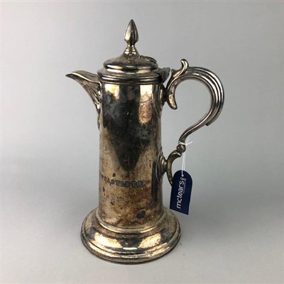Lot 207 - A VICTORIAN SILVER PLATED LIDDED JUG