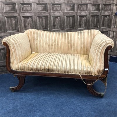 Lot 252 - A DRAWING ROOM SETTEE AND A CARVED DRAWING ROOM CHAIR