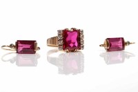 Lot 305 - PINK AND WHITE PASTE RING AND EARRINGS set...
