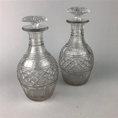 Lot 259 - A PAIR OF 19TH CENTURY CUT GLASS DECANTERS