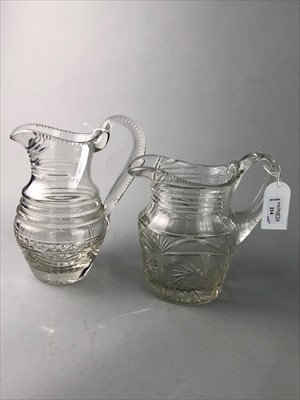 Lot 214 - A LATE VICTORIAN CUT GLASS JUG AND A COLLECTION OF GLASSES