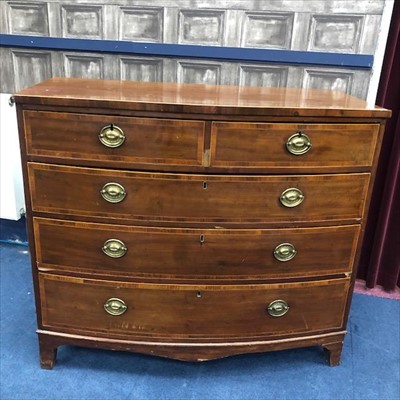 Lot 279 - A GEORGE III MAHOGANY BOW FRONTED CHEST OF DRAWERS