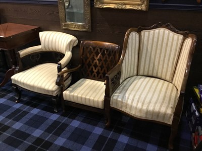Lot 284 - A LOT OF THREE DRAWING ROOM CHAIRS
